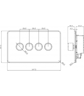 Screwless 4G 2-way 10-200W (5-150W LED) trailing edge dimmer - Anthracite 230V IP20-2