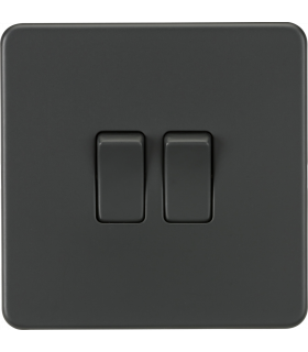 Screwless 10AX 2G 2-Way Switch - Anthracite 230V IP20-1