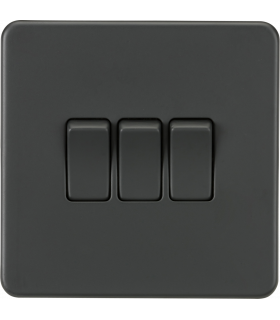 Screwless 10AX 3G 2-Way Switch - Anthracite 230V IP20-1