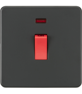 Screwless 45A 1G DP Switch with Neon - Anthracite 230V IP20-1