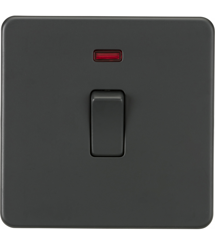Screwless 20A 1G DP Switch with Neon - Anthracite 230V IP20-1