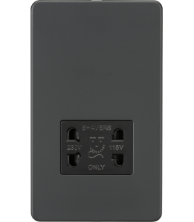 Screwless 115V/Dual Voltage Shaver Socket - Anthracite 230V IP41-1