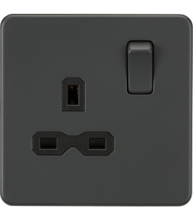 Screwless 13A 1G DP switched socket - Anthracite 230V IP20-1