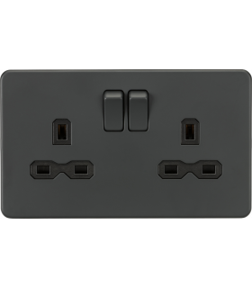 Screwless 13A 2G DP switched socket - Anthracite 230V IP20-1
