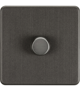 Screwless 1G 2-way 10-200W (5-150W LED) trailing edge dimmer - Smoked Bronze 230V IP20-1