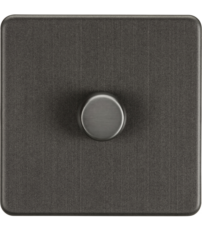 Screwless 1G 2-way 10-200W (5-150W LED) trailing edge dimmer - Smoked Bronze 230V IP20-1