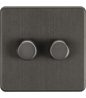 Screwless 2G 2-way 10-200W (5-150W LED) trailing edge dimmer - Smoked Bronze 230V IP20-1