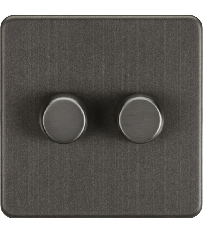 Screwless 2G 2-way 10-200W (5-150W LED) trailing edge dimmer - Smoked Bronze 230V IP20-1