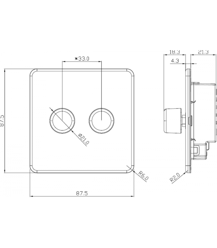 Screwless 2G 2-way 10-200W (5-150W LED) trailing edge dimmer - Smoked Bronze 230V IP20-2