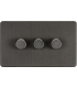 Screwless 3G 2-way 10-200W (5-150W LED) trailing edge dimmer - Smoked Bronze 230V IP20-1
