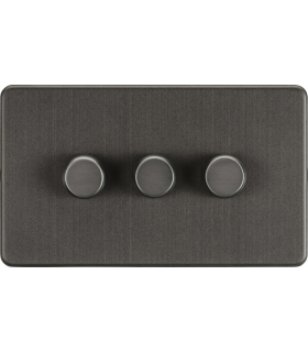 Screwless 3G 2-way 10-200W (5-150W LED) trailing edge dimmer - Smoked Bronze 230V IP20-1