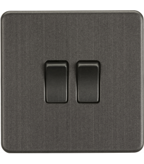 Screwless 10AX 2G 2-Way Switch - Smoked Bronze 230V IP20-1