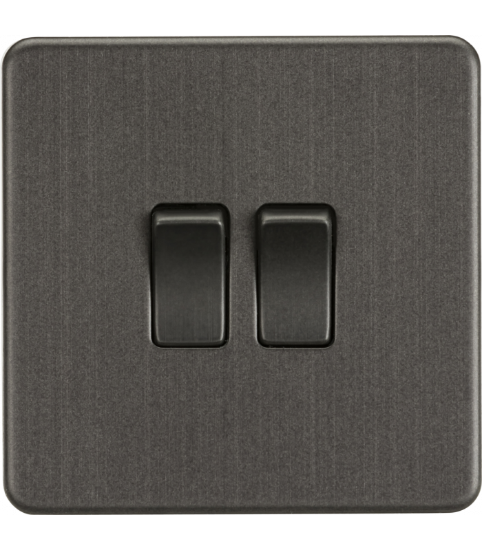 Screwless 10AX 2G 2-Way Switch - Smoked Bronze 230V IP20-1