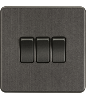 Screwless 10AX 3G 2-Way Switch - Smoked Bronze 230V IP20-1