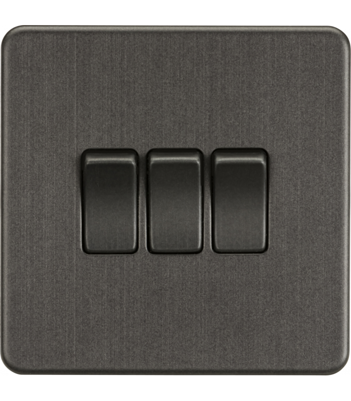 Screwless 10AX 3G 2-Way Switch - Smoked Bronze 230V IP20-1