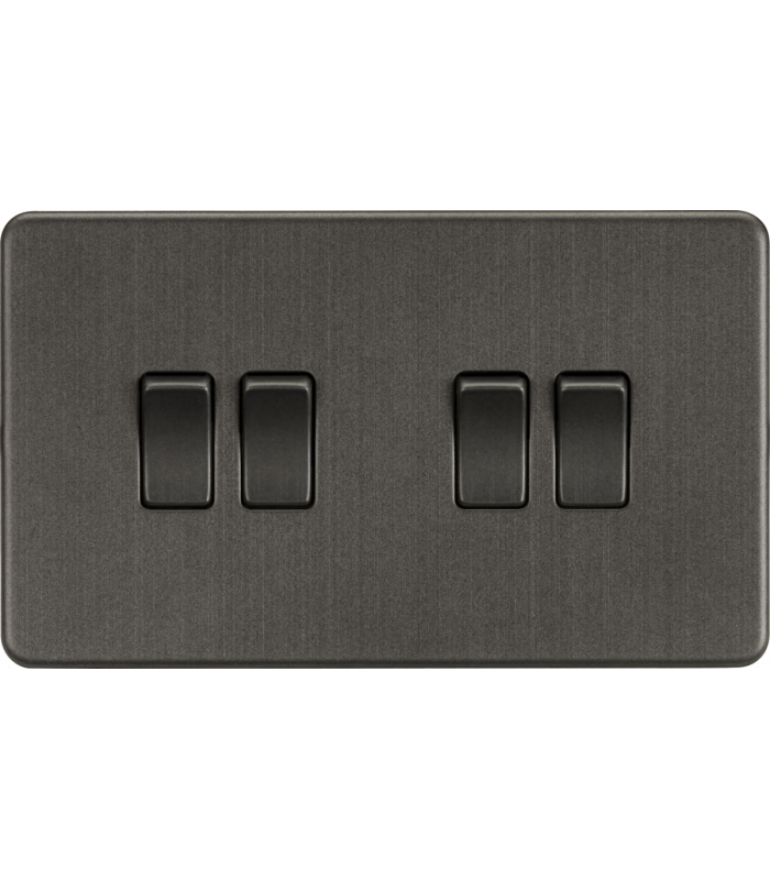 Screwless 10AX 4G 2-Way Switch - Smoked Bronze 230V IP20-1