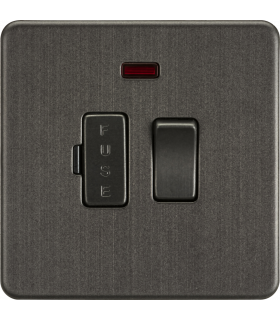 Screwless 13A Switched Fused Spur Unit with Neon - Smoked Bronze 230V IP20-1