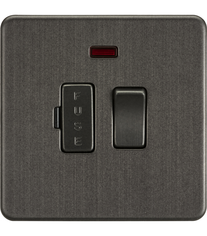 Screwless 13A Switched Fused Spur Unit with Neon - Smoked Bronze 230V IP20-1