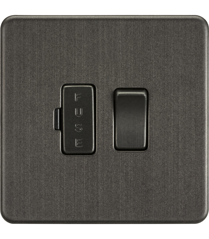 Screwless 13A Switched Fused Spur Unit - Smoked Bronze 230V IP20-1