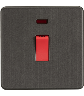 Screwless 45A 1G DP Switch with Neon - Smoked Bronze 230V IP20-1