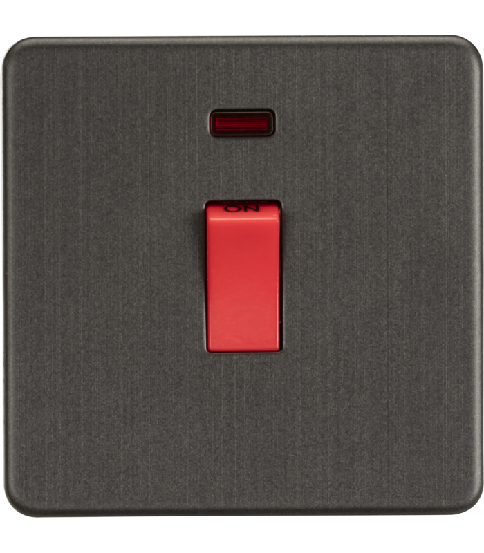 Screwless 45A 1G DP Switch with Neon - Smoked Bronze 230V IP20-1