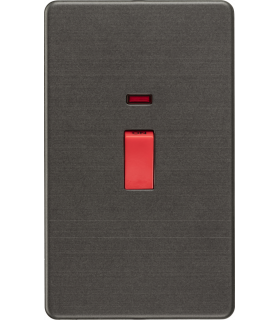 Screwless 45A 2G DP Switch with Neon - Smoked Bronze 230V IP20-1