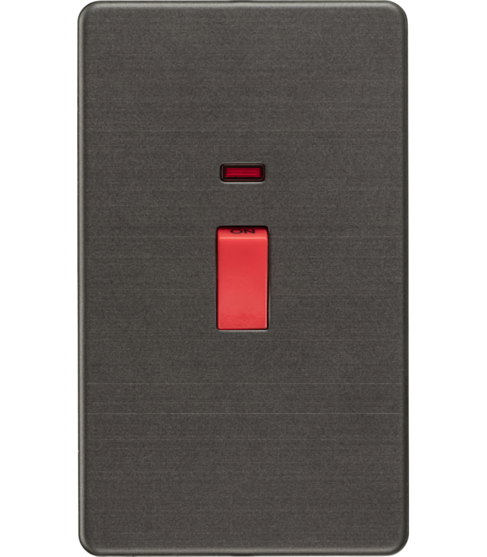 Screwless 45A 2G DP Switch with Neon - Smoked Bronze 230V IP20-1