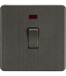 Screwless 20A 1G DP Switch with Neon - Smoked Bronze 230V IP20-1