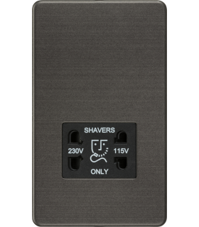 Screwless 115V/Dual Voltage Shaver Socket - Smoked Bronze 230V IP41-1