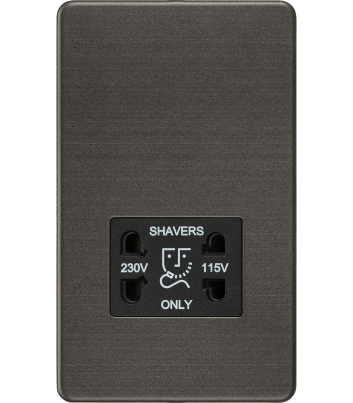 Screwless 115V/Dual Voltage Shaver Socket - Smoked Bronze 230V IP41-1