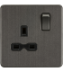 Screwless 13A 1G DP switched socket - Smoked Bronze 230V IP20-1