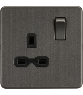 Screwless 13A 1G DP switched socket - Smoked Bronze 230V IP20-1