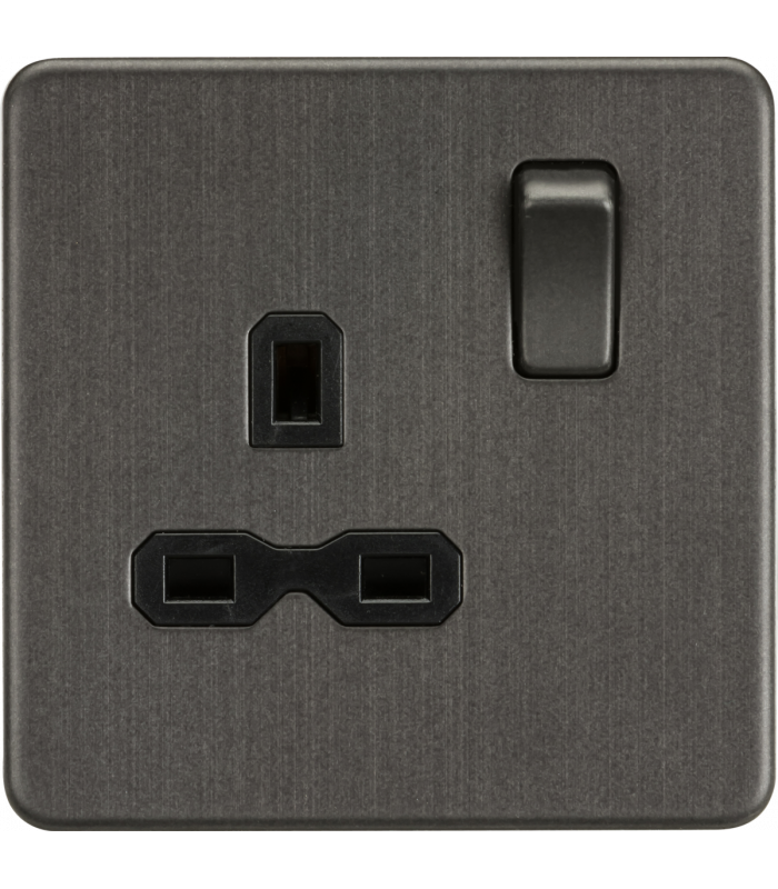 Screwless 13A 1G DP switched socket - Smoked Bronze 230V IP20-1