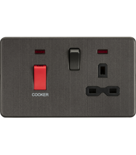 Screwless 45A DP switch and 13A switched socket with neons - Smoked Bronze 230V IP20-1