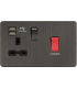 Screwless 45A DP Switch & 13A Switched Socket with Dual USB Charger 2.4A - Smoked Bronze 230V IP20-1