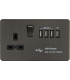 Screwless 13A switched socket with Quad USB charger (5.1A) - Smoked Bronze 230V IP20-1