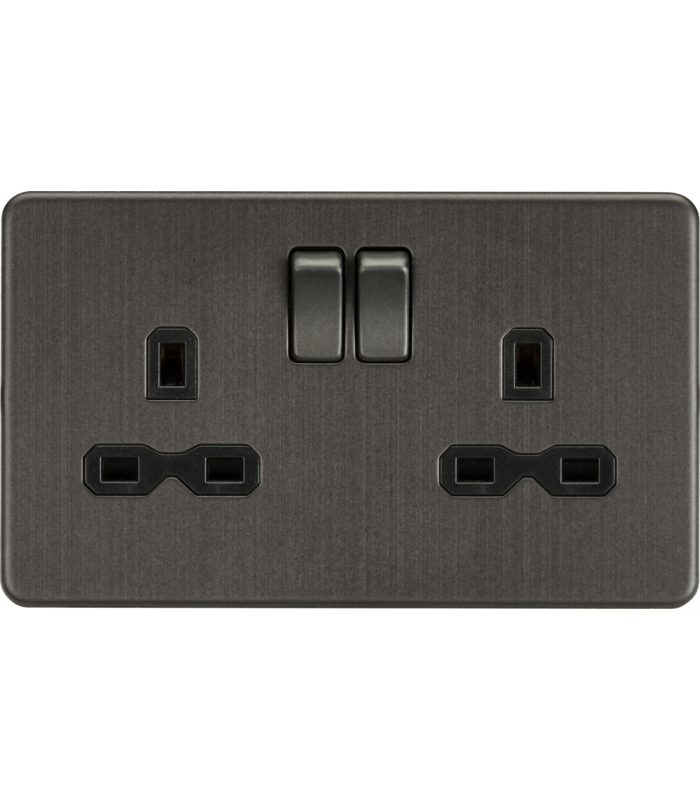 Screwless 13A 2G DP switched socket - Smoked Bronze 230V IP20-1