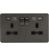 13A 2G switched socket with dual USB charger A + A (2.4A) - Smoked bronze 230V IP20-1