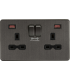 Screwless 13A 2G DP Switched Skt w/ Dual USB FASTCHARGE ports A/A (5-12V 4A shared) - Smoked Bronze 230V IP20-1