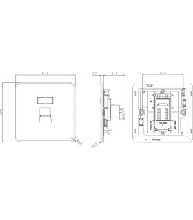 Screwless RJ45 network outlet - Smoked Bronze IP20-2