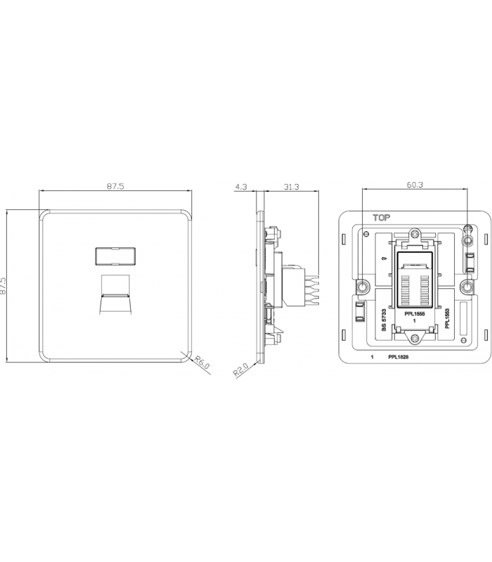 Screwless RJ45 network outlet - Smoked Bronze IP20-2