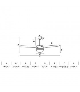 2 Light Small Ceiling Fan White with Light, E27 - 2