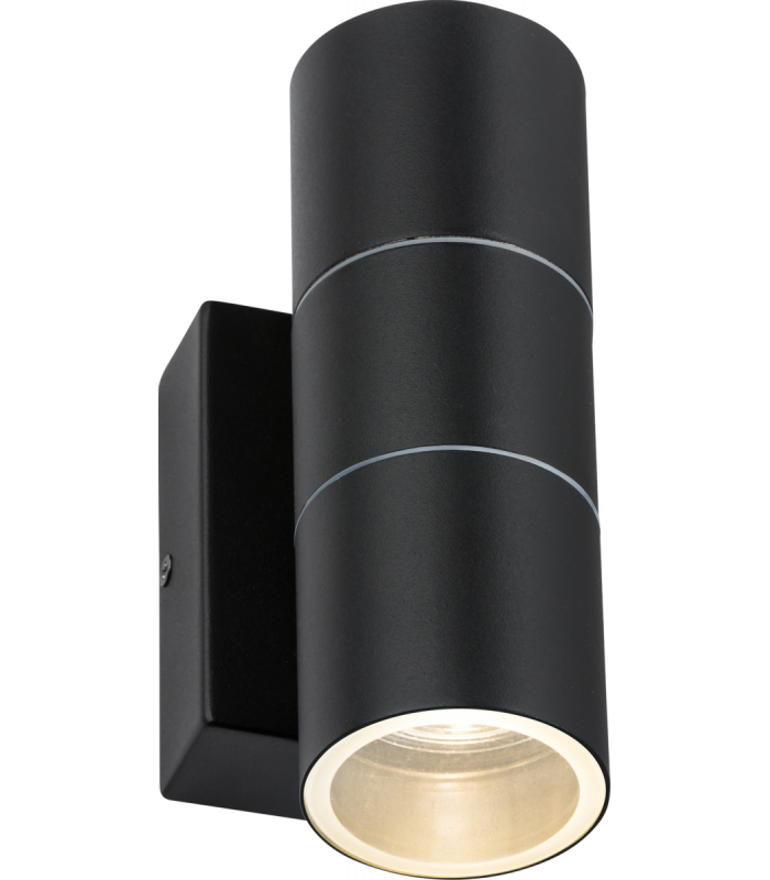 GU10 Up and Down Wall Light with Photocell Sensor - Black 230V IP54 2x20W-1