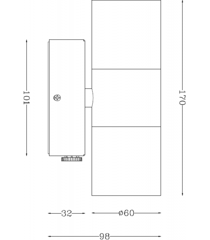 GU10 Up and Down Wall Light with Photocell Sensor - Black 230V IP54 2x20W-2
