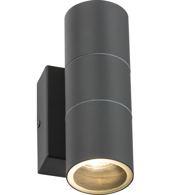 GU10 Up and Down Wall Light with Photocell Sensor - Anthracite 230V IP54 2x20W-1