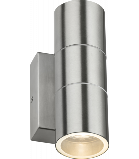 GU10 Up and Down Wall Light with Photocell Sensor - Brushed Chrome 230V IP54 2x20W-1