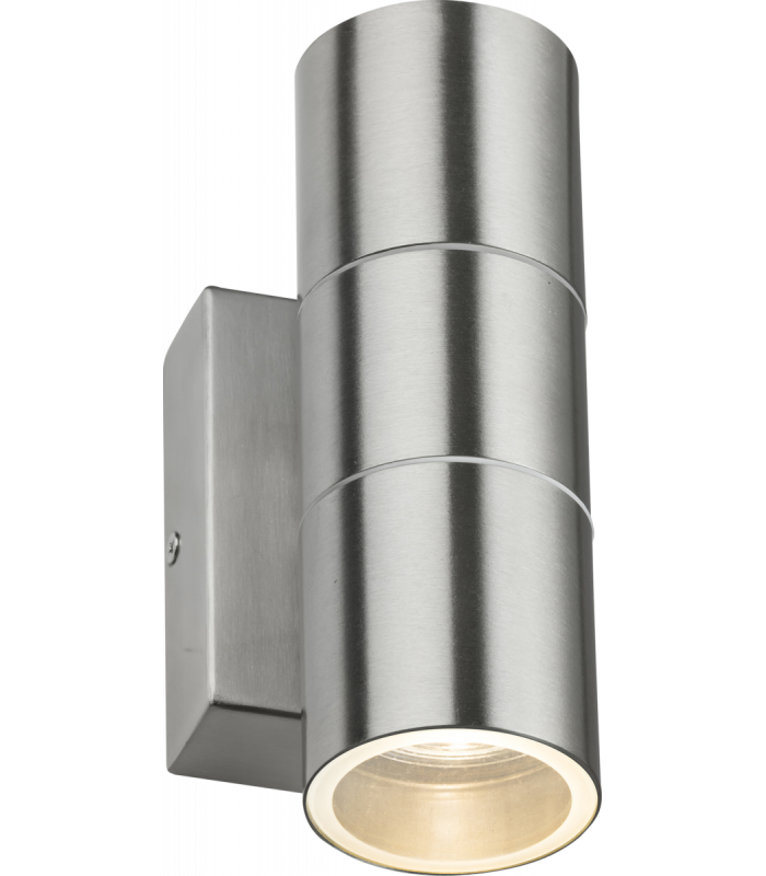 GU10 Up and Down Wall Light with Photocell Sensor - Brushed Chrome 230V IP54 2x20W-1