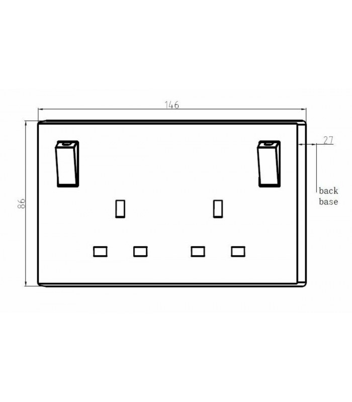 13A 2G DP Switched Socket w/outboard rockers 230V IP20-2