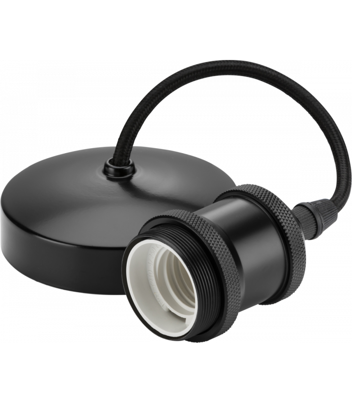 6" E27 Vintage Pendant Set - Matt Black 230V IP20 80W-1