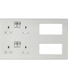 Screwless Combination Plate - Brushed Chrome with white insert 230V IP20-1